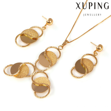 60984 - Joalharia Xuping moda em ouro 18k folheada a dois conjuntos de joalharia